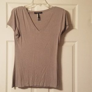 BCBG Taupe Ribbed Tee